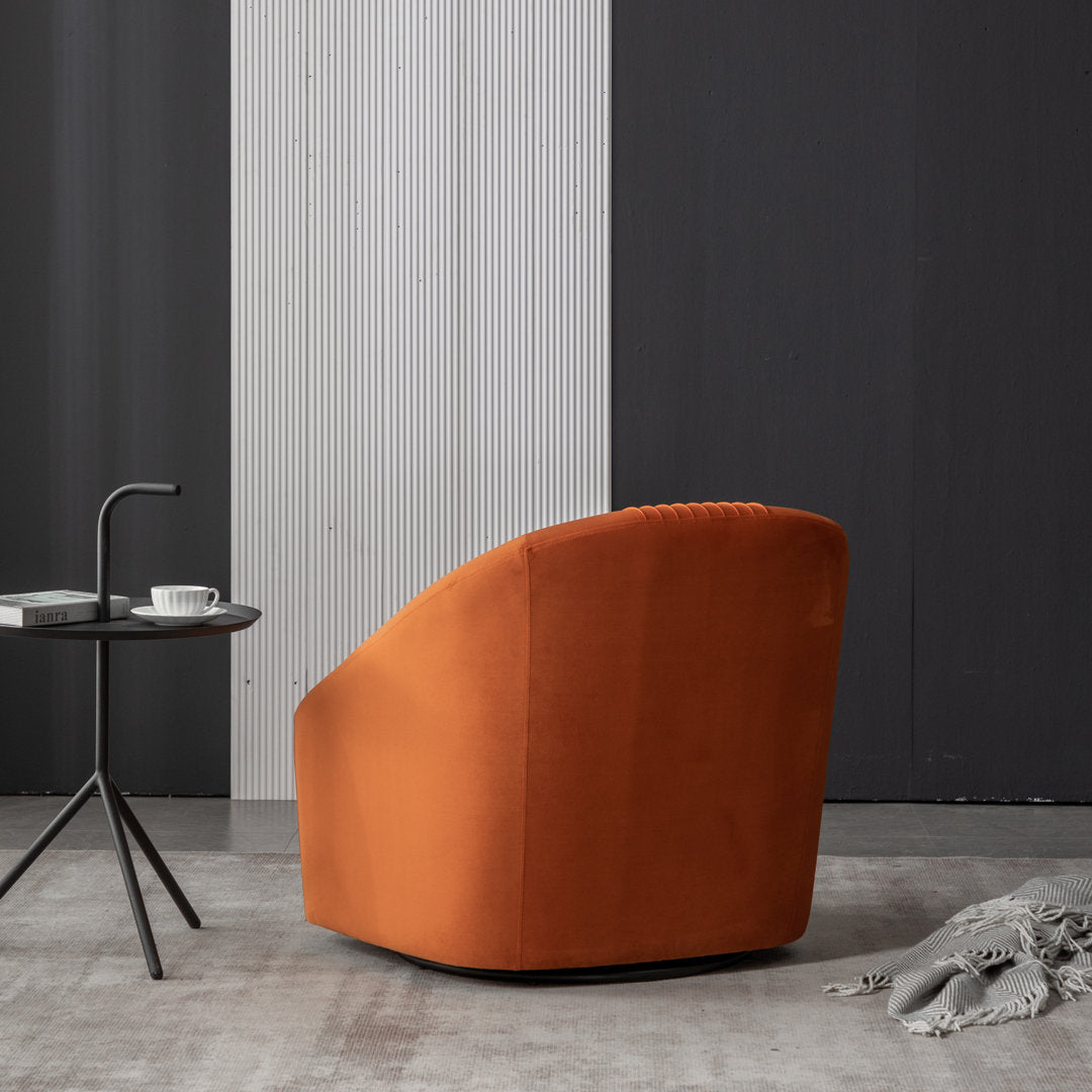 Arrun 28" W Velvet Swivel Barrel Chair (Set of 2) Wade Logan® Fabric: Orange Velvet