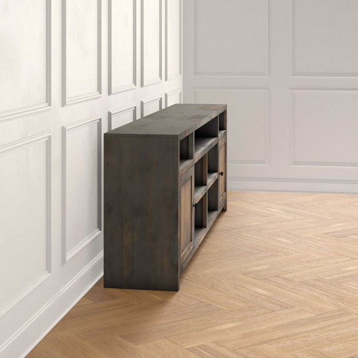 Columbia 84" No Assembly Required Barnwood Finish TV Stand, For TVs Up To 95" Greyleigh™