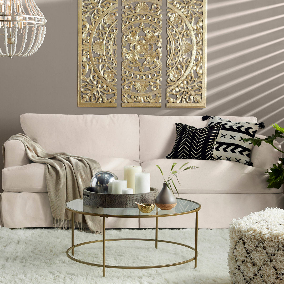 Lucia 93" Recessed Arm Slipcovered Sofa Bed Wayfair Custom Upholstery™ Fabric: Classic Natural Twill