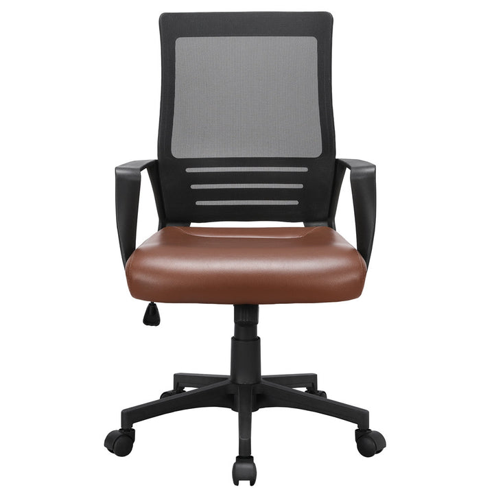 Office Mid Back Swivel Lumbar Support Mesh Chair Inbox Zero Upholstery Color: Brown