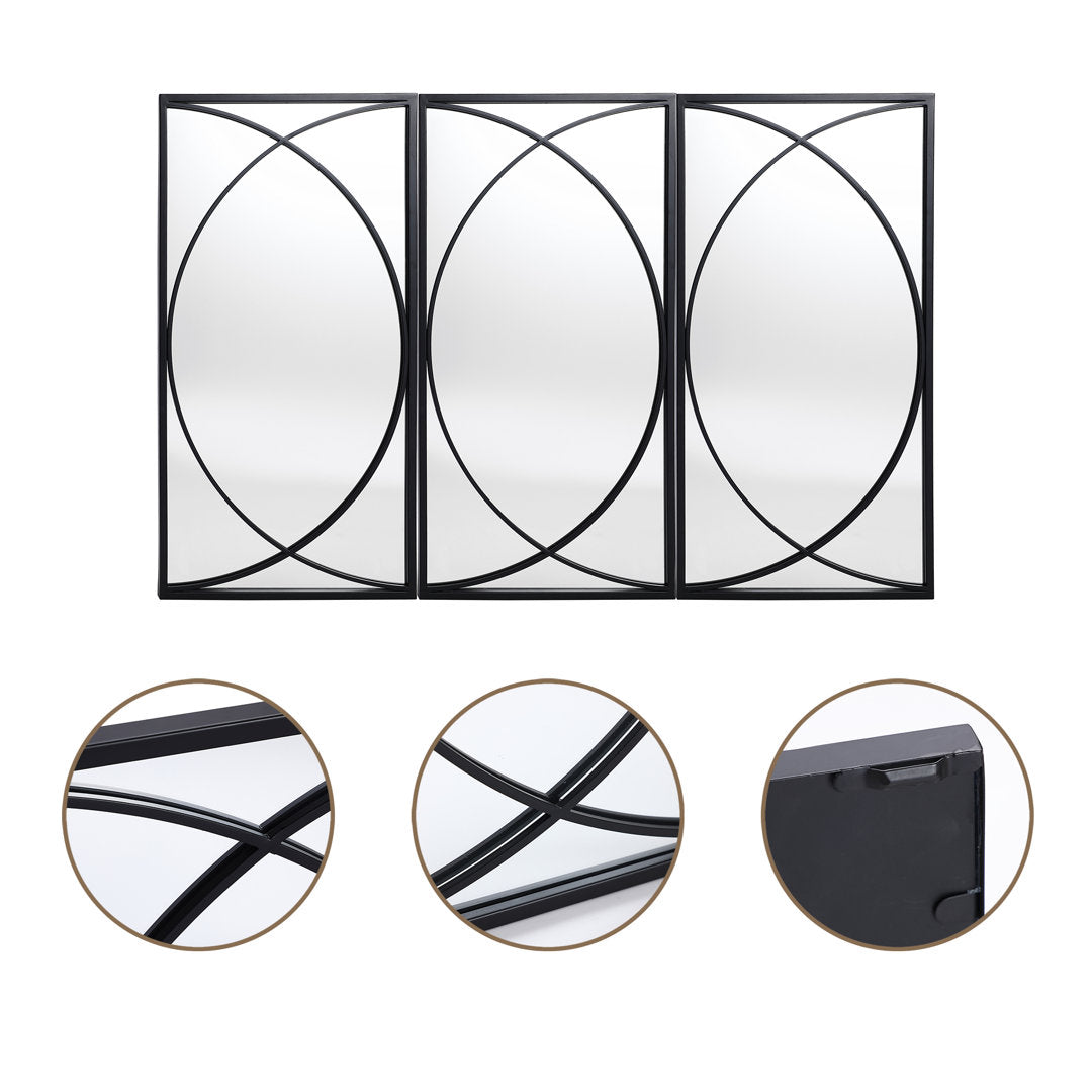 Gaebriel Rectangle Metal Wall Mirror (Set of 3) Ivy Bronx