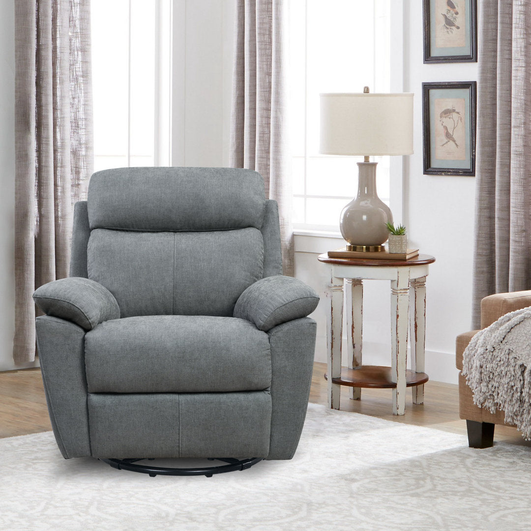Kappa 35.43" Wide Power Swivel Standard Recliner Red Barrel Studio® Body Fabric: Green Gray Polyester Blend