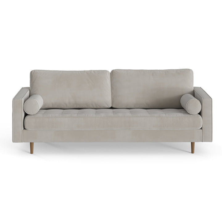 Geo 84" Upholstered Sofa AllModern Fabric: Bella Platinum Performance Velvet