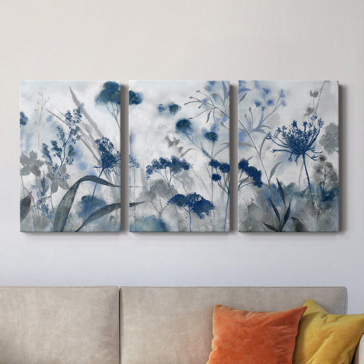 Inky Indigo - 3 Piece Picture Frame Print on Canvas Lark Manor™ Size: 36" H x 72" W x 1" D
