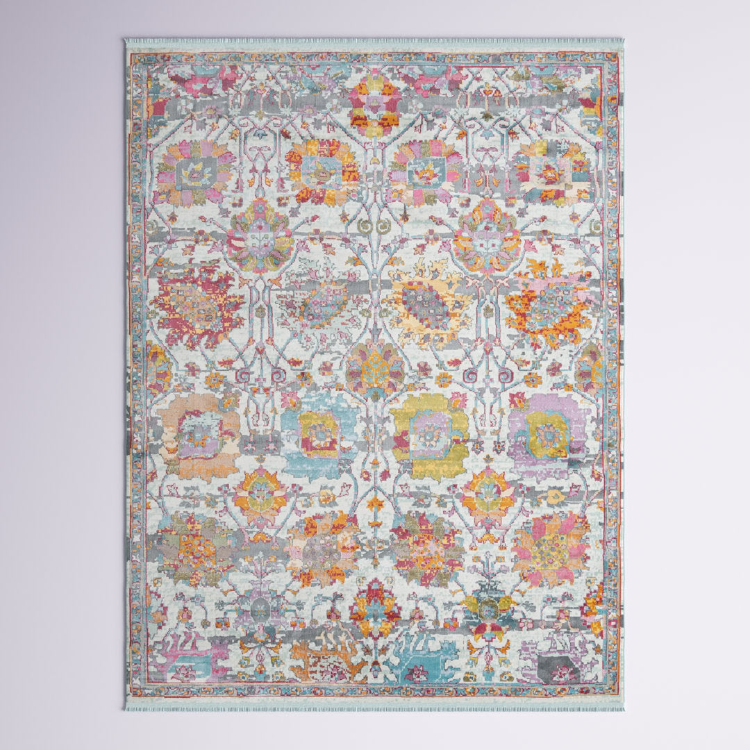 Haefner  Floral Orange/Gray/Blue Area Rug Langley Street® Rug Size: Rectangle 9' x 12'
