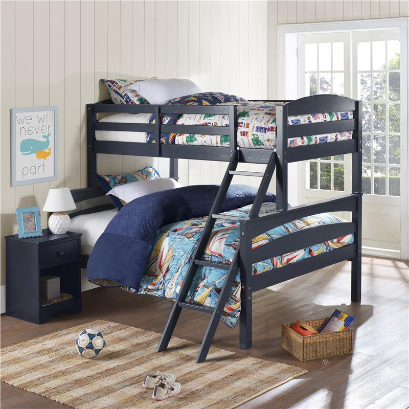 Barnett Twin over Full Bunk Bed Isabelle & Max™ Bed Frame Color: Graphite Blue
