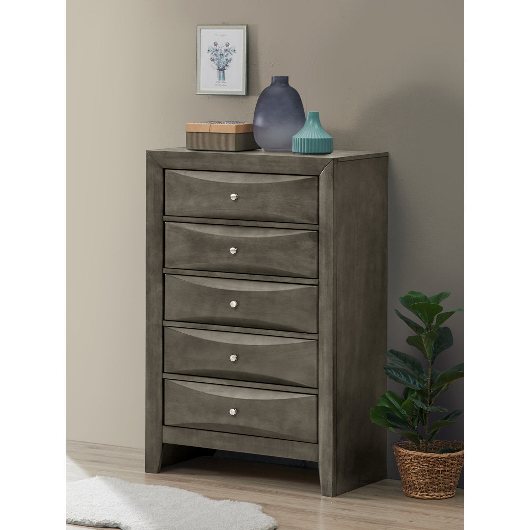 Marilla 5-Drawer Chest Glory Furniture Color: Gray
