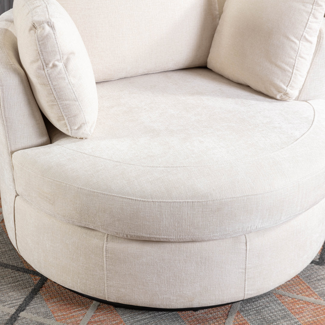 Achorn Polyester Recessed Arm Swivel Barrel Chair