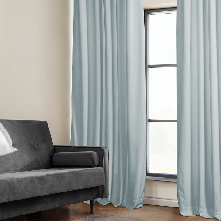 Matra Plush Velvet Curtains for Bedroom - Room Darkening Curtains for Living Room Window Single Panel AllModern Curtain Color: Aquarius Blue Size per Panel: 50" W x 96" L