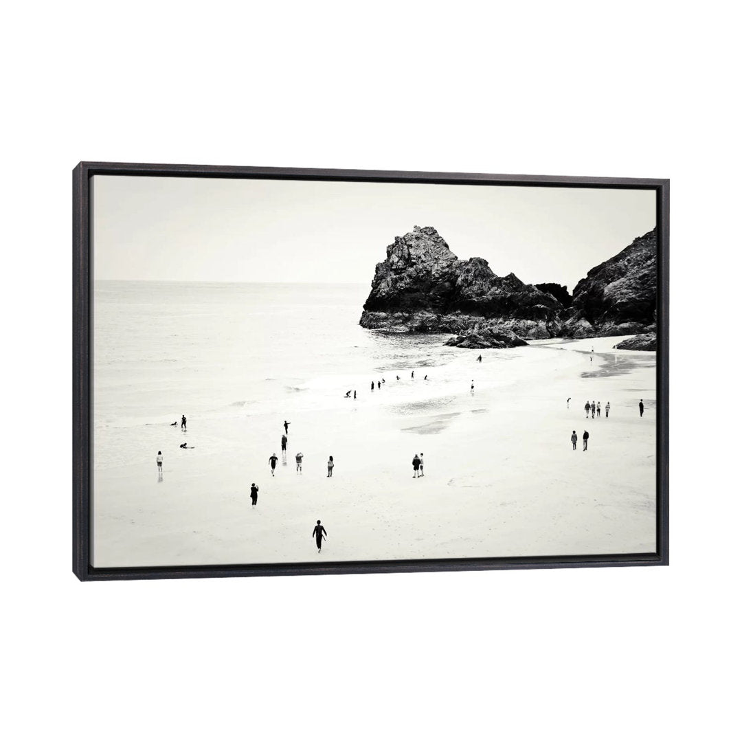 Cornwall Beach Life Photographic Print East Urban Home Size: 18" H x 26" W x 1.5" D Format: Distressed Black Framed Canvas