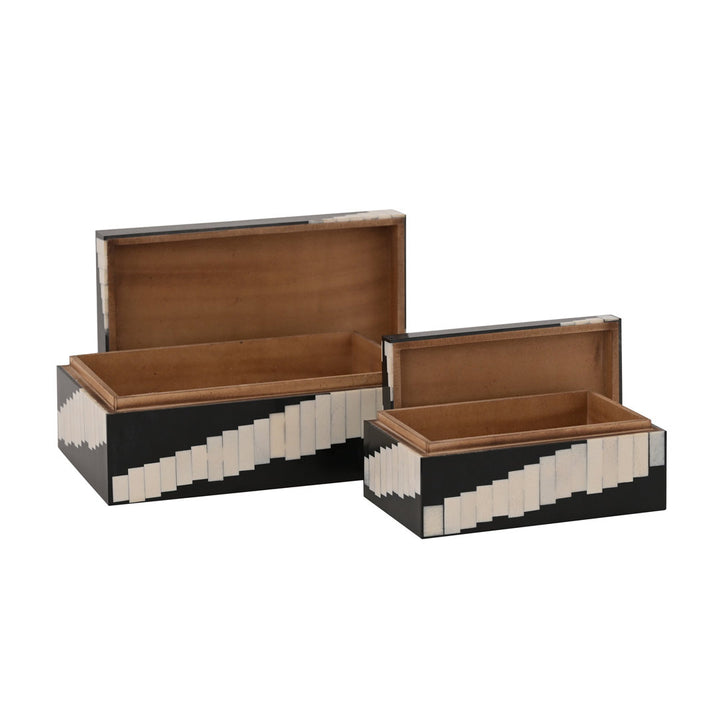 Kamari 2 Piece Geometric Inlay Decorative Nesting Boxes Indigo Road by Egypt Sherrod