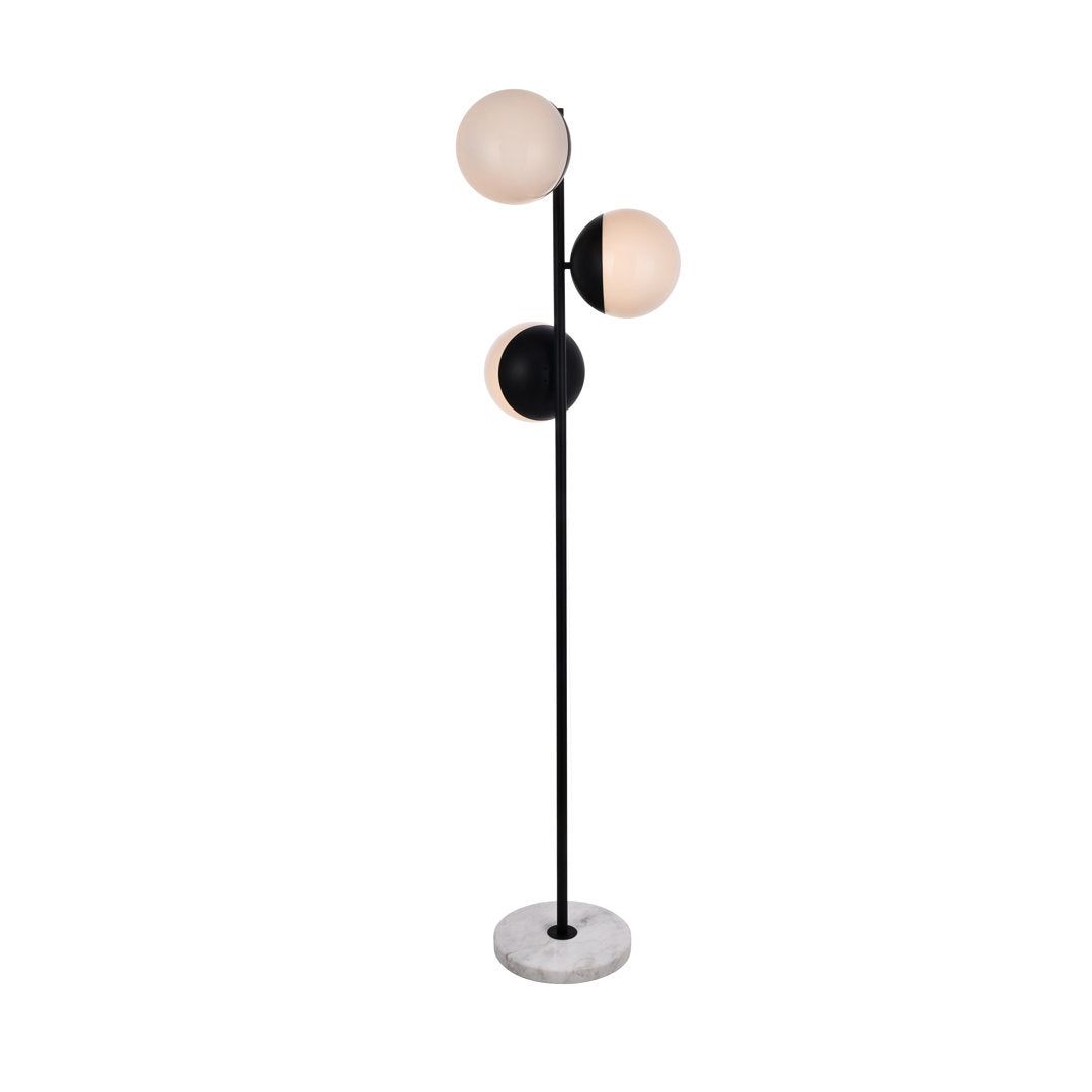 Yearby 65.5" Tree Floor Lamp Mercury Row® Shade Color: Frosted White Base Finish: Black