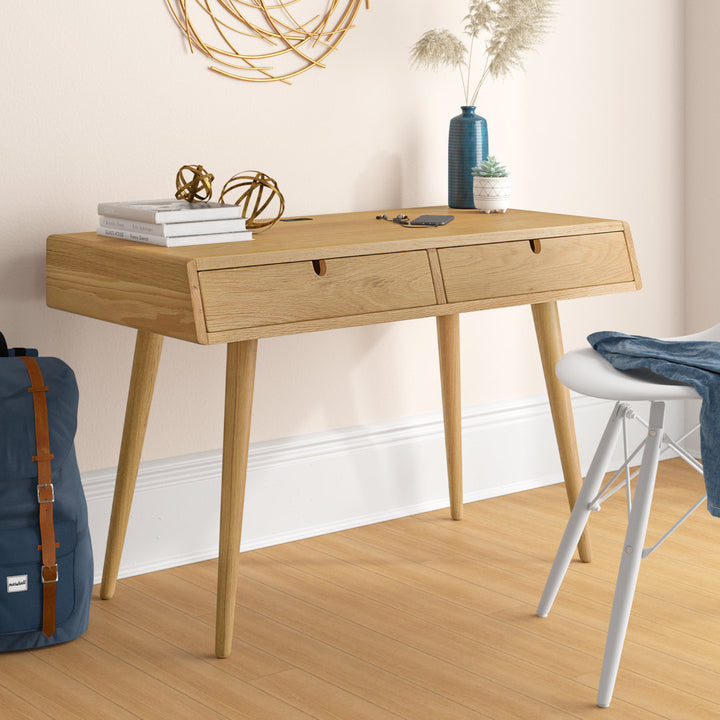 Evins Solid Wood Writing Desk Trule