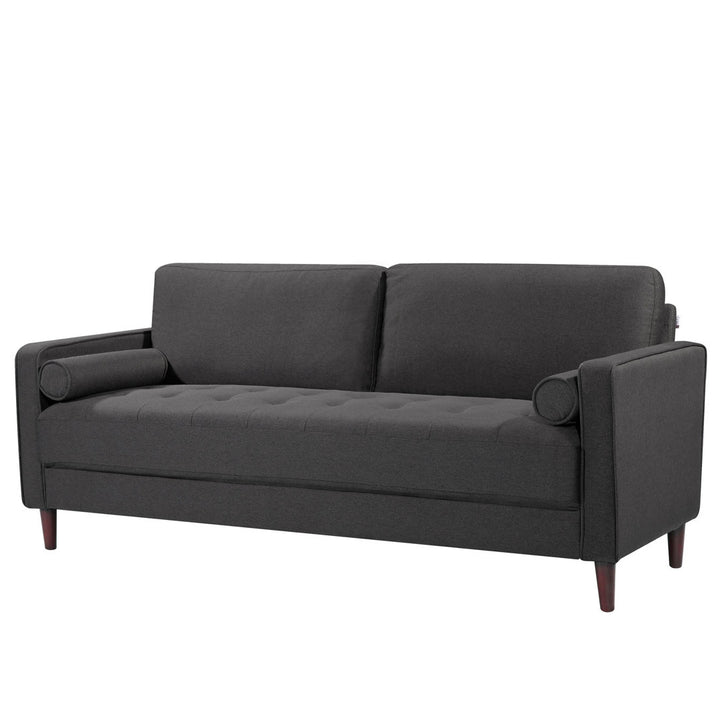 Garren 75.6'' Square Arm Tufted Sofa Mercury Row® Fabric: Heather Grey Linen