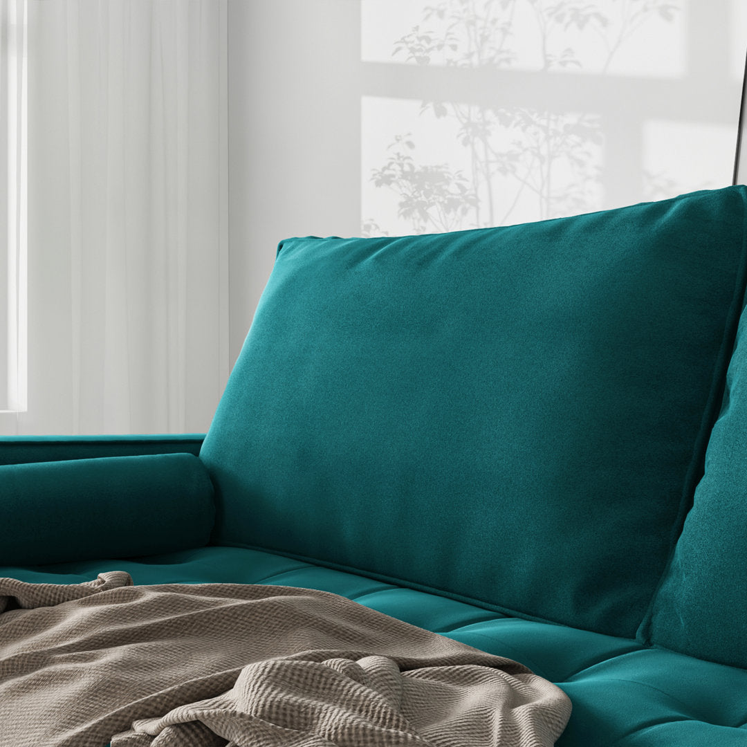 Sellner 70" Velvet Square Arm Tufted Seat Sofa George Oliver Fabric: Teal Blue Velvet