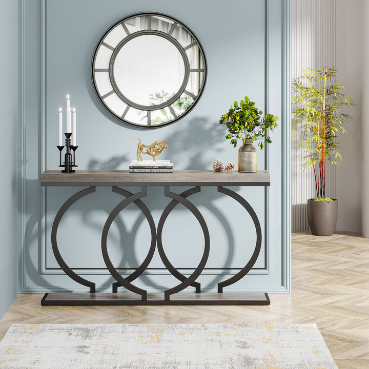 Herakles 55" Console Table Mercer41 Color: Gray/Black