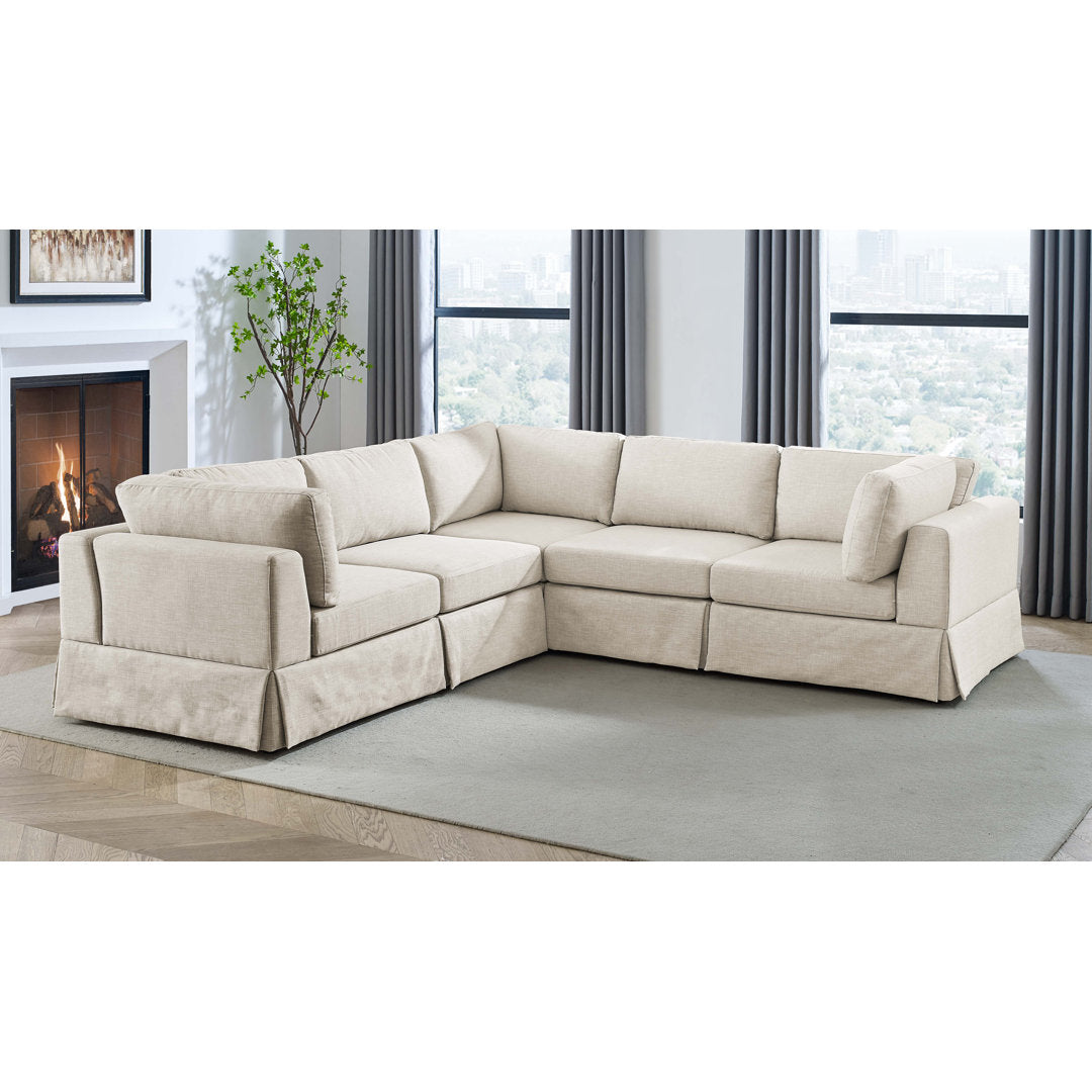 Arnon 104.5" Wide Reversible Modular Corner Sectional Wade Logan® Upholstery Color: Beige