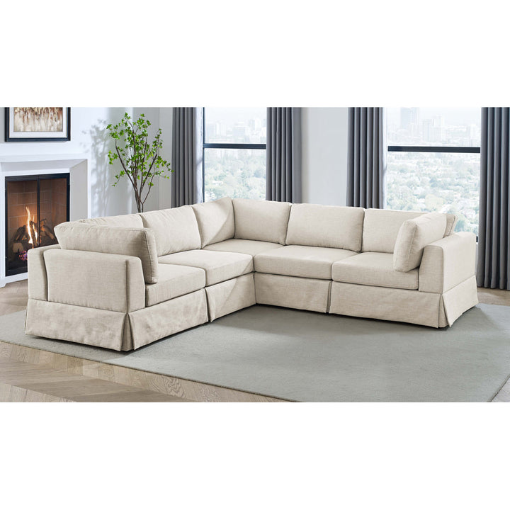 Arnon 104.5" Wide Reversible Modular Corner Sectional Wade Logan® Upholstery Color: Beige
