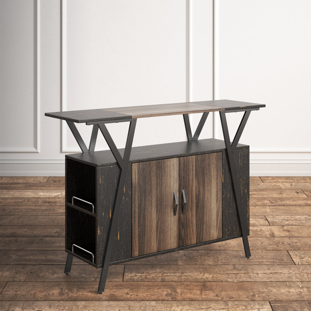 Marin 47 " Kitchen Island Open Sheves, Coffee Bar Cabinet Buffet Table Kitchen Sideboard Kelly Clarkson Home Base Finish: Dark Walnut