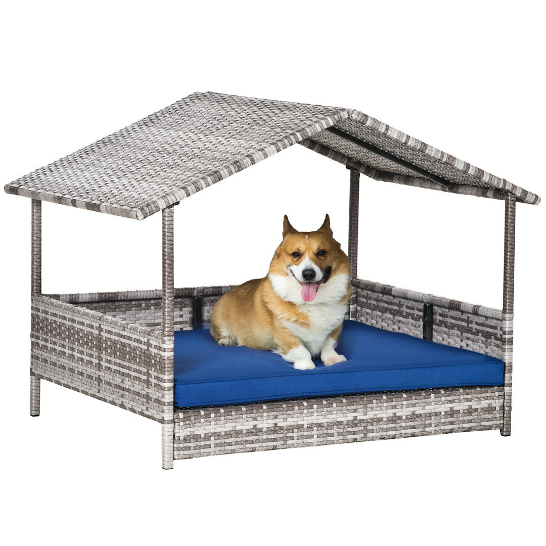 Lininger Wicker Dog House Three Posts™ Size: 28.5" H x 38.5" W x 27.25" D Finish: Gray