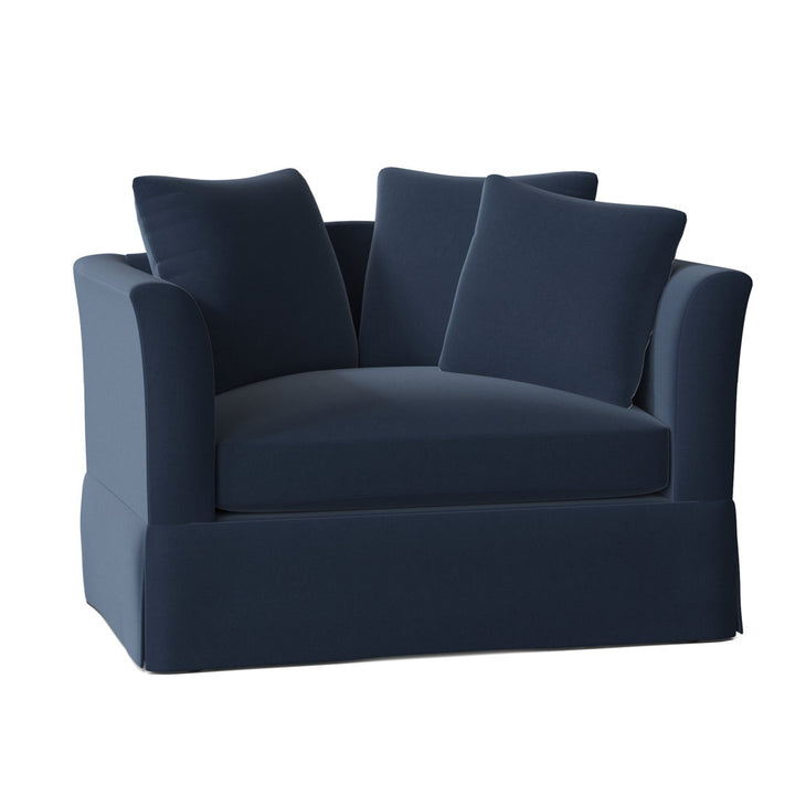 Charlene 50" Wide Armchair Highland Dunes Throw Pillow Fabric: Gilda Ocean, Body Fabric: Antonio Navy