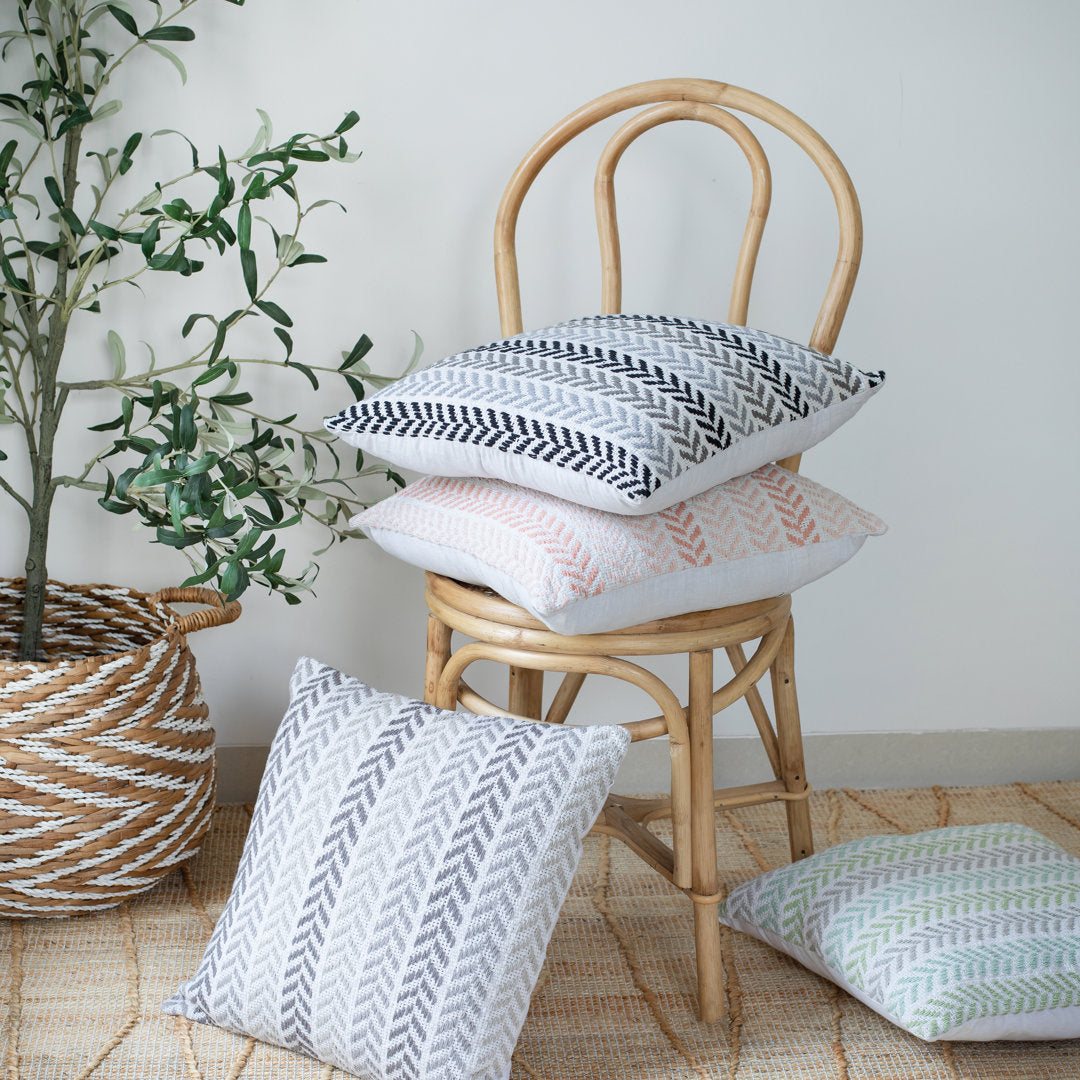 Hand-Woven Chevron Cotton Throw Pillow Rajani Home Color: Gray/Black