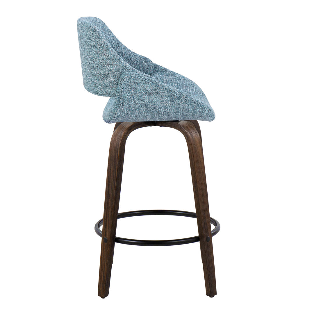 Lakyia Upholstered Bar & Counter Stool with Round Footrest George Oliver Upholstery: Blue, Seat Height: Counter Stool (26" Seat Height)