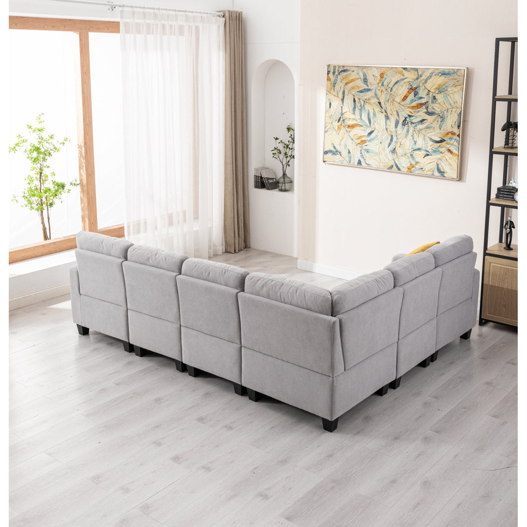 Reversible Modular Corner Sectional Sofa & Ottoman Set Latitude Run® Body Fabric: Light Gray Polyester