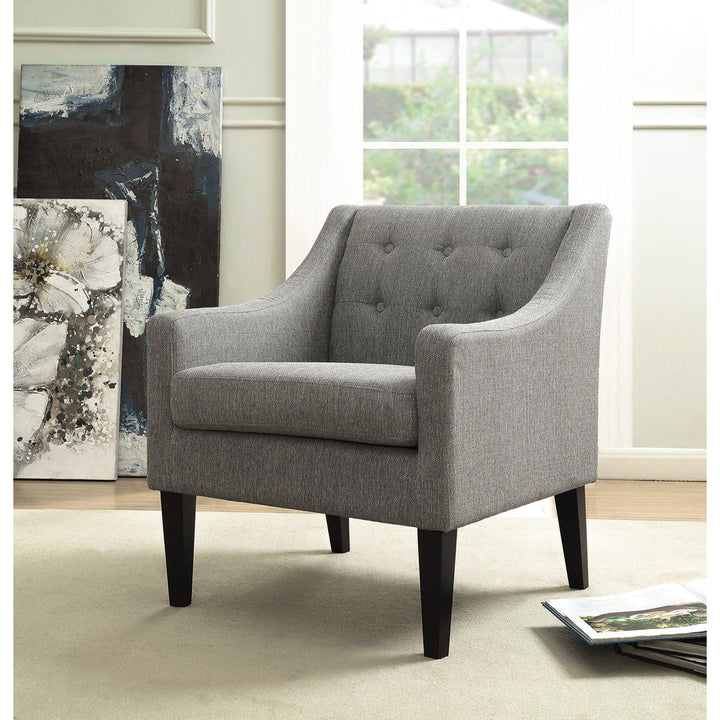 Clopton 26" Wide Mid-Century Modern Tufted Accent Armchair Hashtag Home Fabric: Gray Polyester Blend