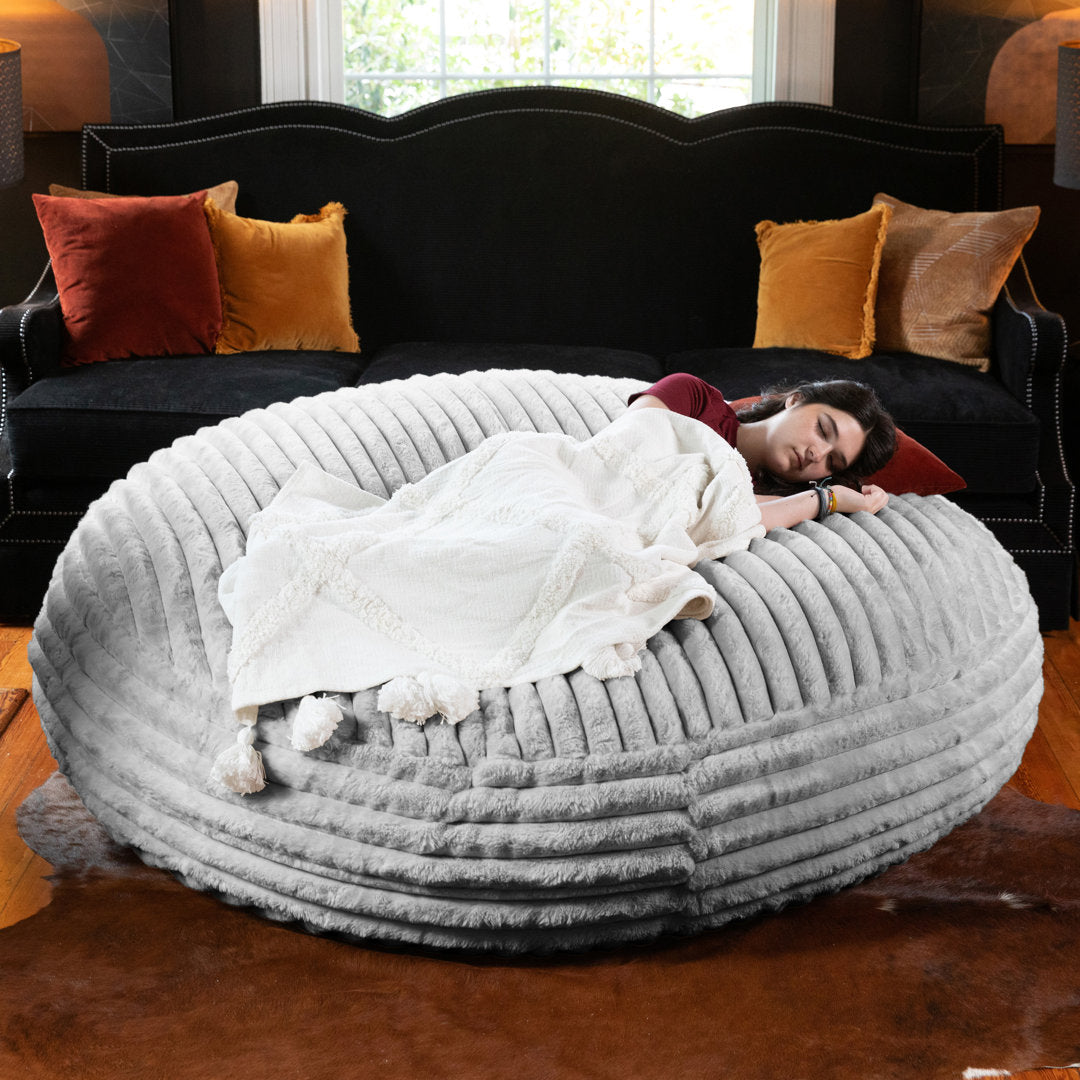6 Foot Cocoon - Large Bean Bag Chair - Mondo Faux Fur Trule Upholstery Color: Gray