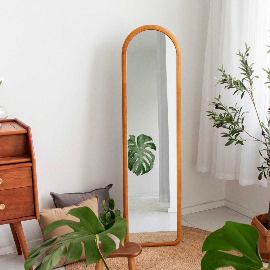 Norphlet Arched Full Length Mirror with Stand, Fully Assembled Dressing Wall-Mounted Mirror Wade Logan®
