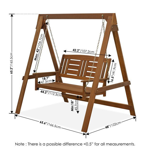 Fina Hardwood Hanging Porch Swing with Stand Millwood Pines
