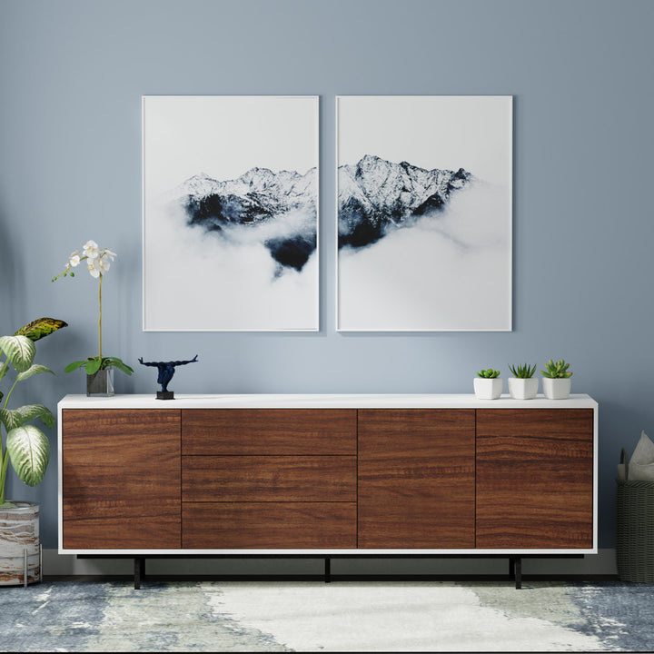 Anirvin TV Stand for TVs up to 88" Wade Logan® Color: White/Walnut/Black
