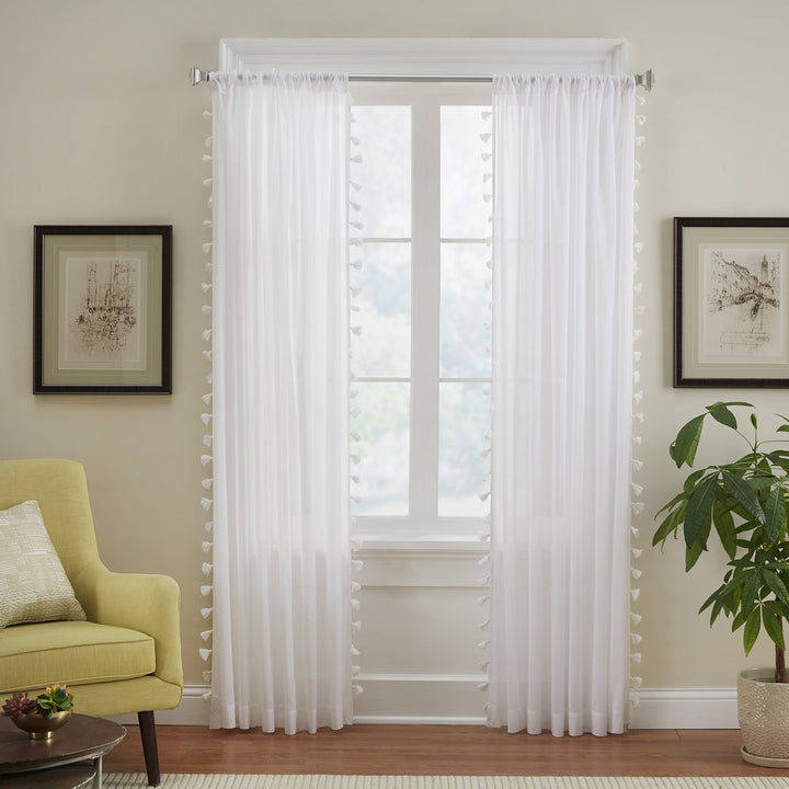 Brackett 100% Cotton Solid Semi-Sheer Rod Pocket Single Curtain Panel Dakota Fields Curtain Color: White