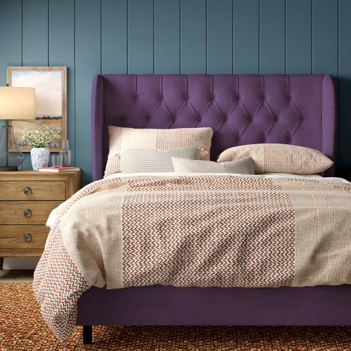 Knaresborough Tufted Upholstered Low Profile Standard Bed Greyleigh™ Size: Full Body Fabric: Classic Aubergine Velvet