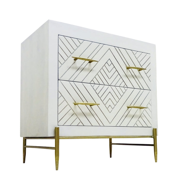 Wilbraham 2 - Drawer Nightstand in Cream/Brass Everly Quinn