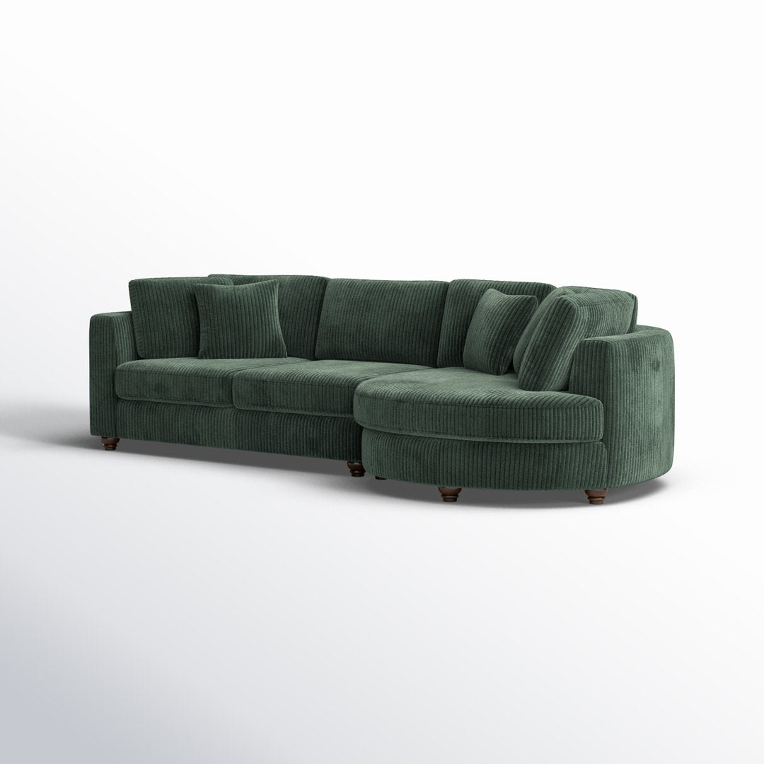 Atossa 123.5" Wide Sofa & Chaise Wade Logan® Upholstery Color: Dark Green Orientation: Right Hand Facing