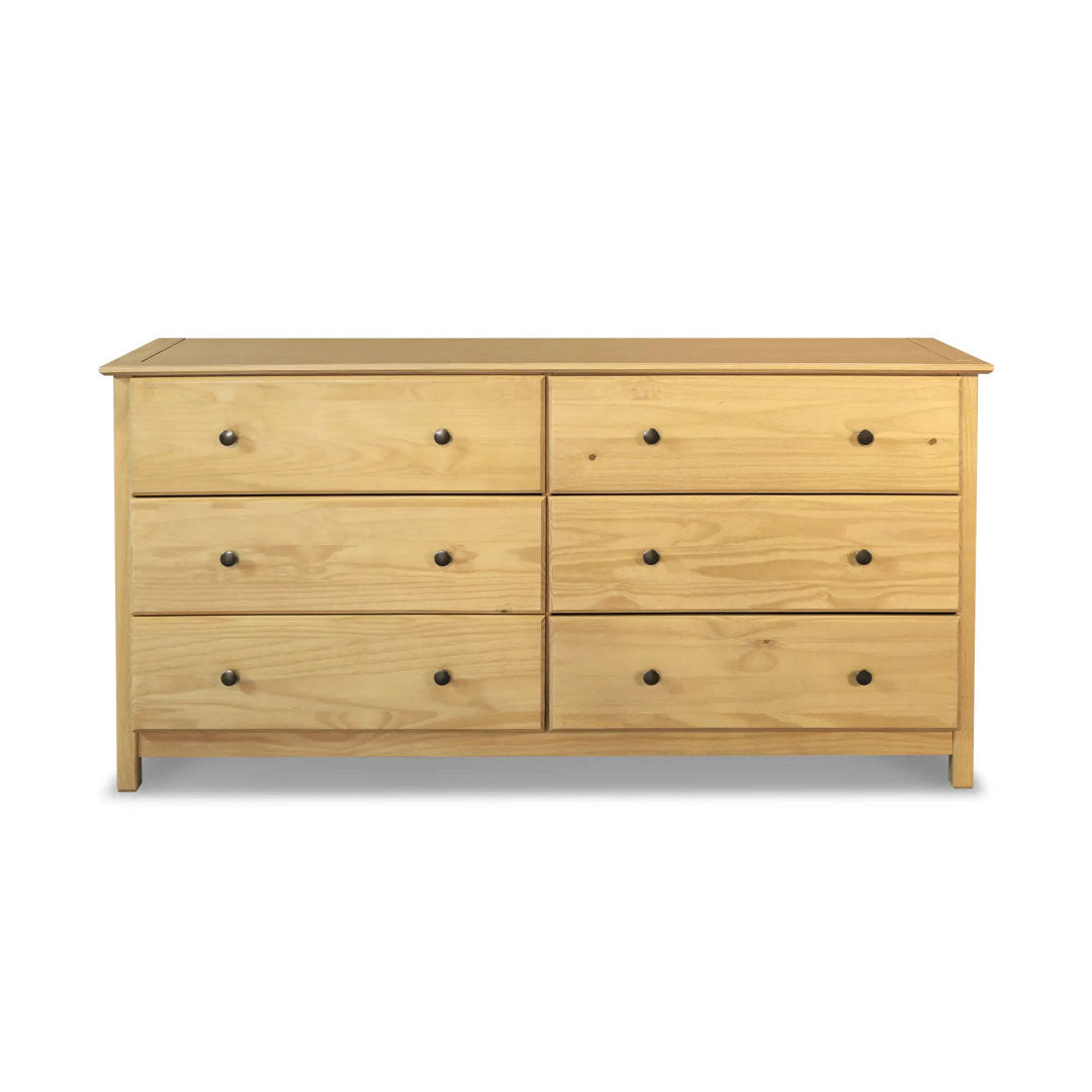 Shaker 6 Drawer 63.8" W Solid Wood Double Dresser Grain Wood Furniture Color: Natural