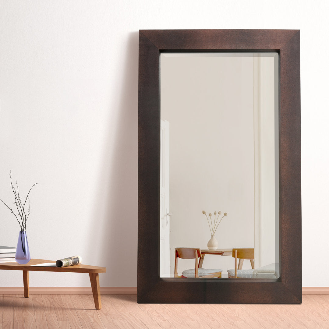 Metallic Shagreen Leather Framed Beveled Accent Mirror Empire Art Direct Finish: Bronze/Black