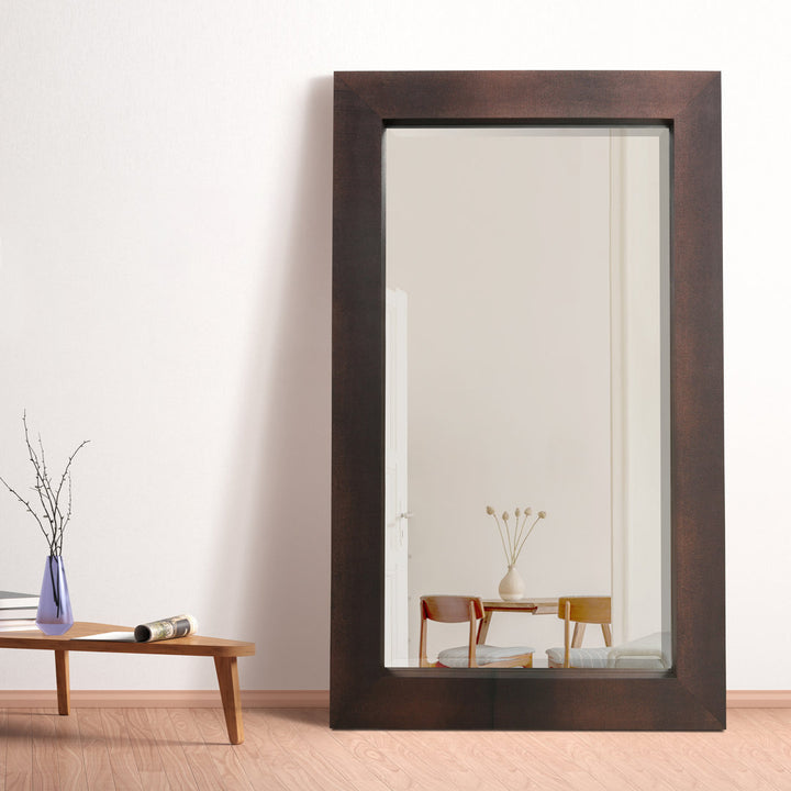 Metallic Shagreen Leather Framed Beveled Accent Mirror Empire Art Direct Finish: Bronze/Black