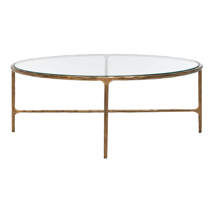 Evelynn 4 Legs Coffee Table Joss & Main Table Base Color: Brass, Table Top Color: Clear