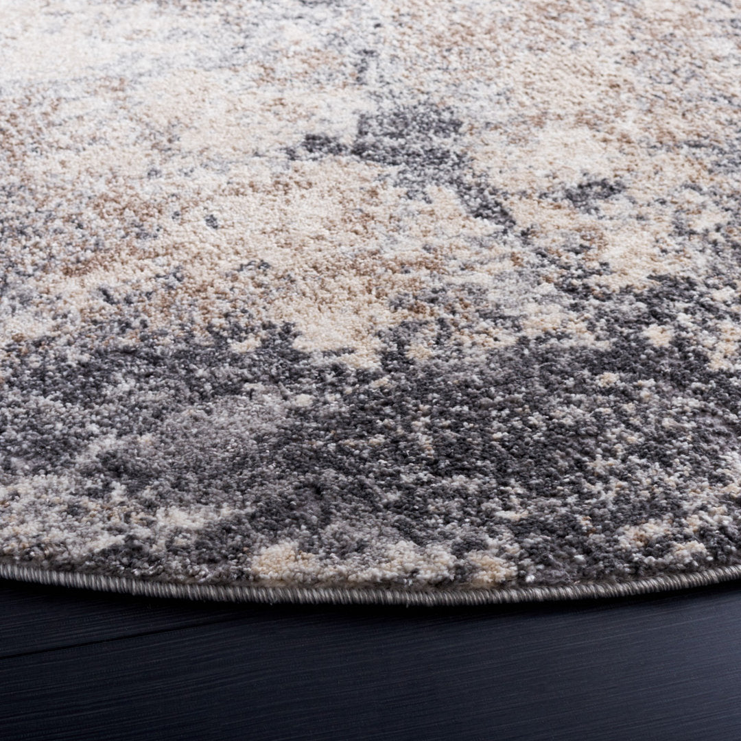Hassell Abstract Light Gray/Gray Area Rug Trent Austin Design® Rug Size: Round 5'3"