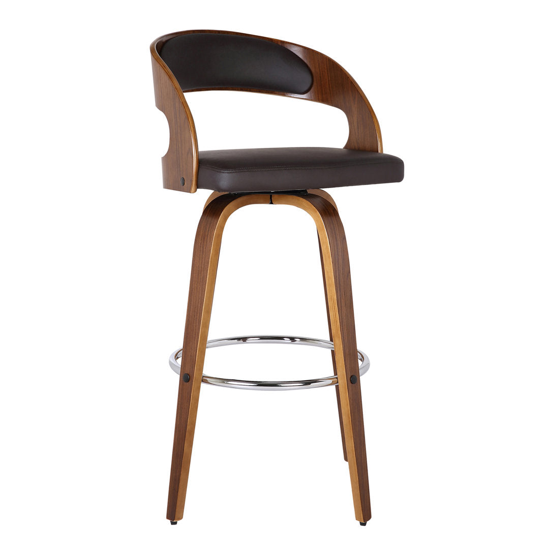 Pensacola Mid-century Swivel Counter Height Bar Stool Corrigan Studio® Upholstery: JY Brown Faux Leather, Seat Height: Counter Stool (26" Seat Height)