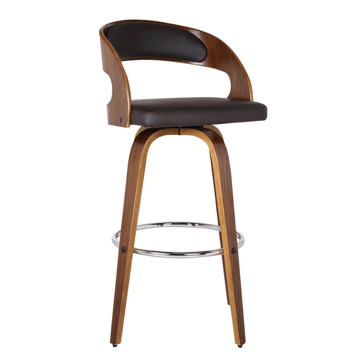 Pensacola Mid-century Swivel Counter Height Bar Stool Corrigan Studio® Upholstery: JY Brown Faux Leather, Seat Height: Counter Stool (26" Seat Height)