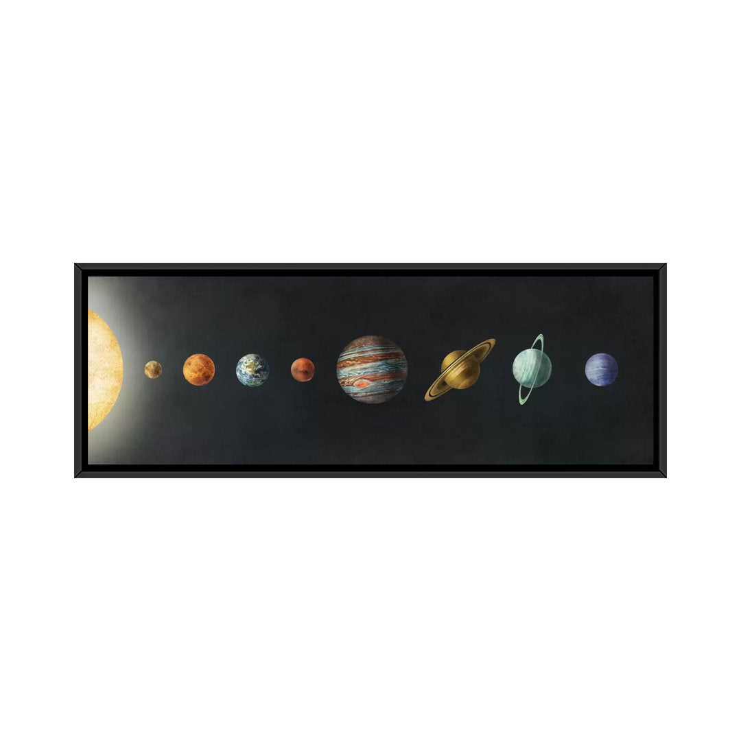 The Solar System' by Terry Fan - Wrapped Canvas Panoramic Print Harriet Bee Size: 16" H x 48" W x 1.5" D Format: Black Framed Canvas