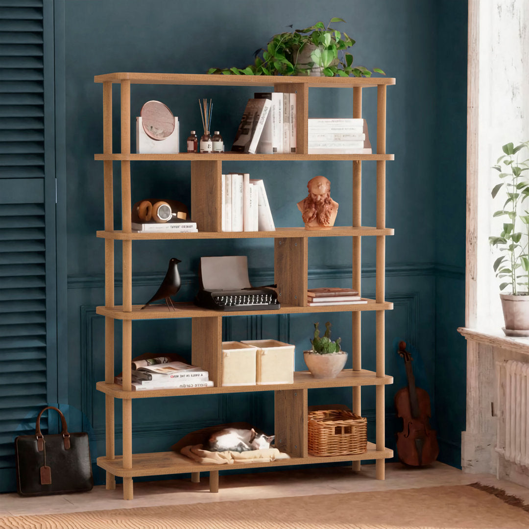 Bern 66.3" H x 47.2" W Solid Wood Geometric Bookcase East Urban Home