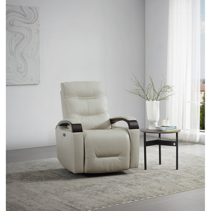 Elvina Genuine Leather Swivel Power Recliner Latitude Run® Upholstery Color: Light Gray