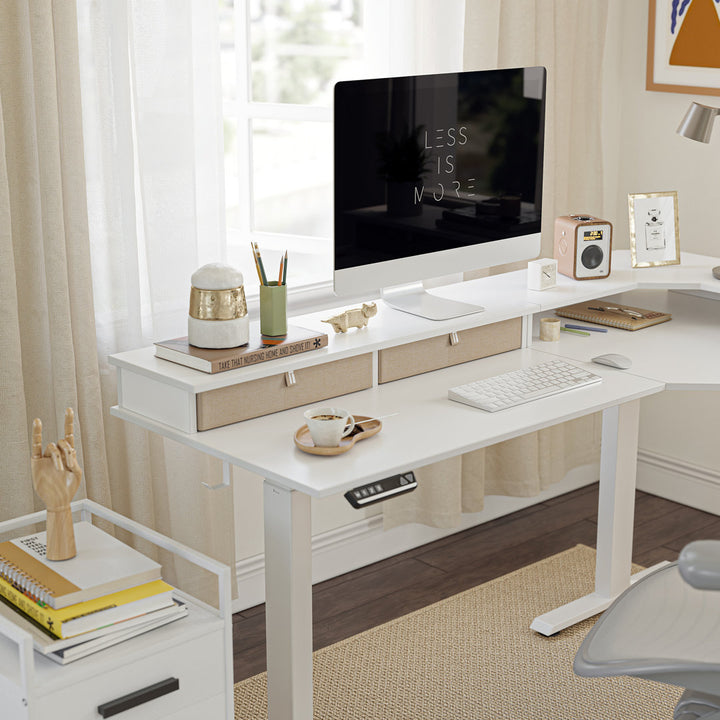 Llean L-Shape Standing Gaming Desk Inbox Zero Color (Top/Frame): White