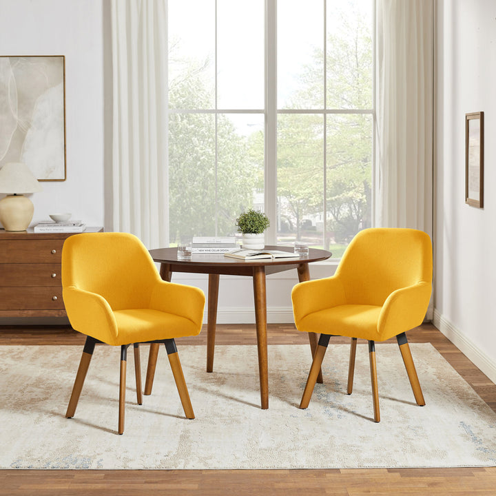 Rayshawn 22.83" W Linen Swivel dining chairs (Set of 2) Wade Logan® Upholstery Color: Yellow Linen