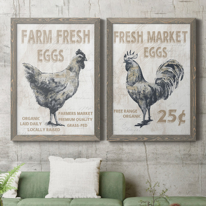 Farm Fresh Chicken - 2 Piece Print Set (Set of 2) August Grove® Mat Color: No Mat Size: 44" H x 31" W x 1" D Format: Gray Framed Canvas